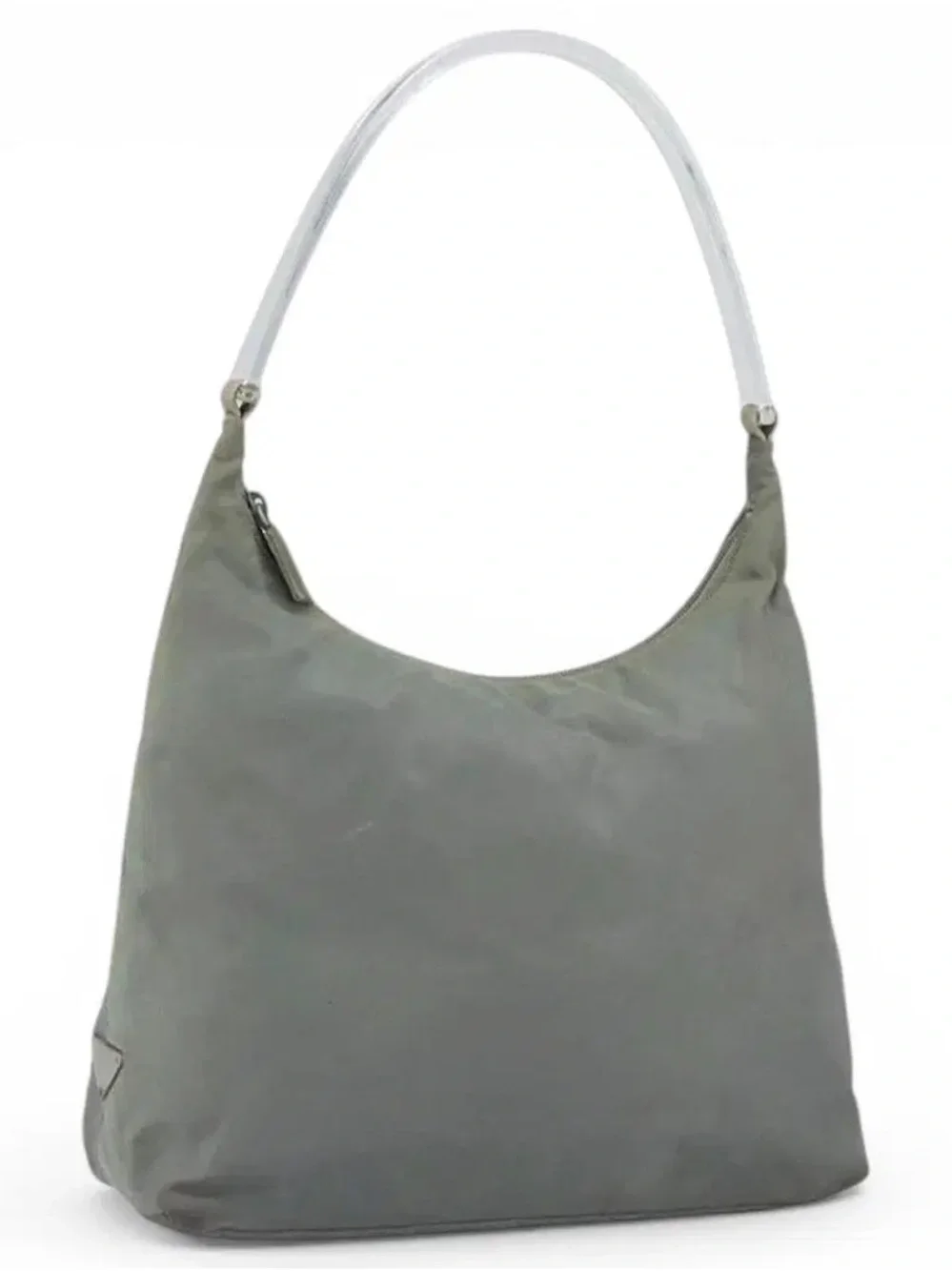 PRADA Hand Bag Nylon Gray Silver Authentic